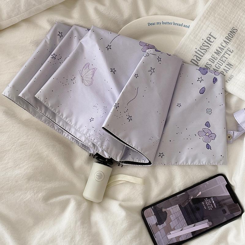 Chic Student Folding Umbrella: UV Protection, Dual-Use Automatic Sunshade