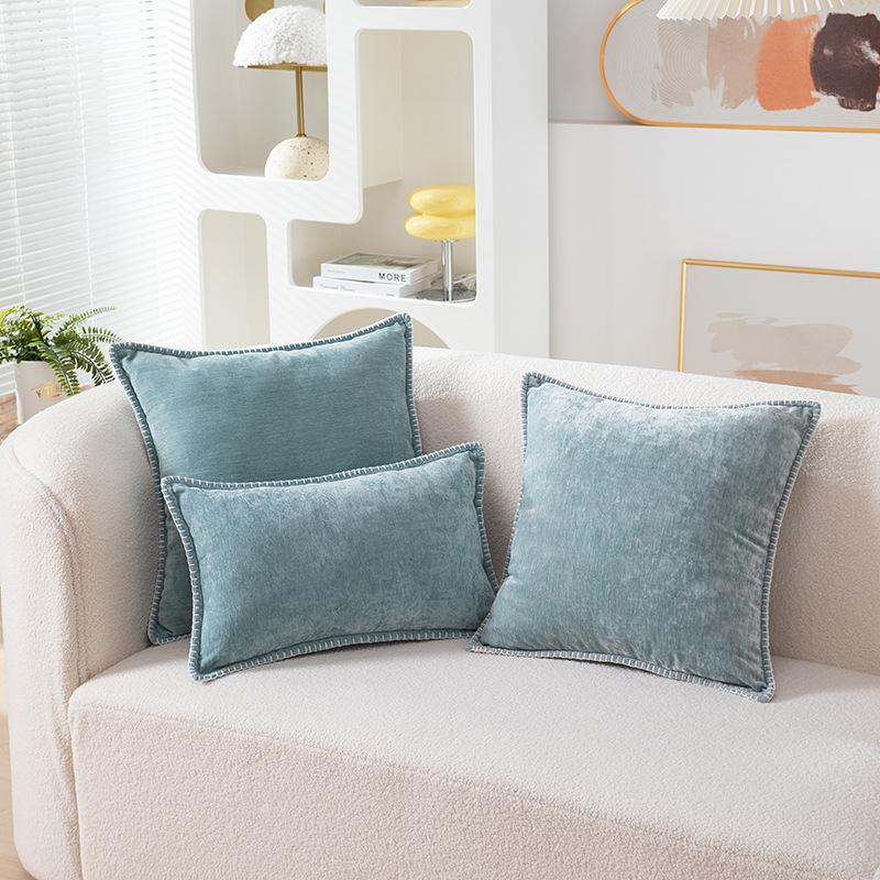 Fashion Nordic Simple Green Chenille Pillowcase Hemp Rope Woven Living Room Sofa Pillow Bedroom Bedside Pillow Cushion Wholesale