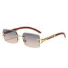 Classic Vintage Rimless Square Leopard Head Sunglasses Ladies Men Fashion Luxury  Designer Travel Wooden Metal Sun Glasses