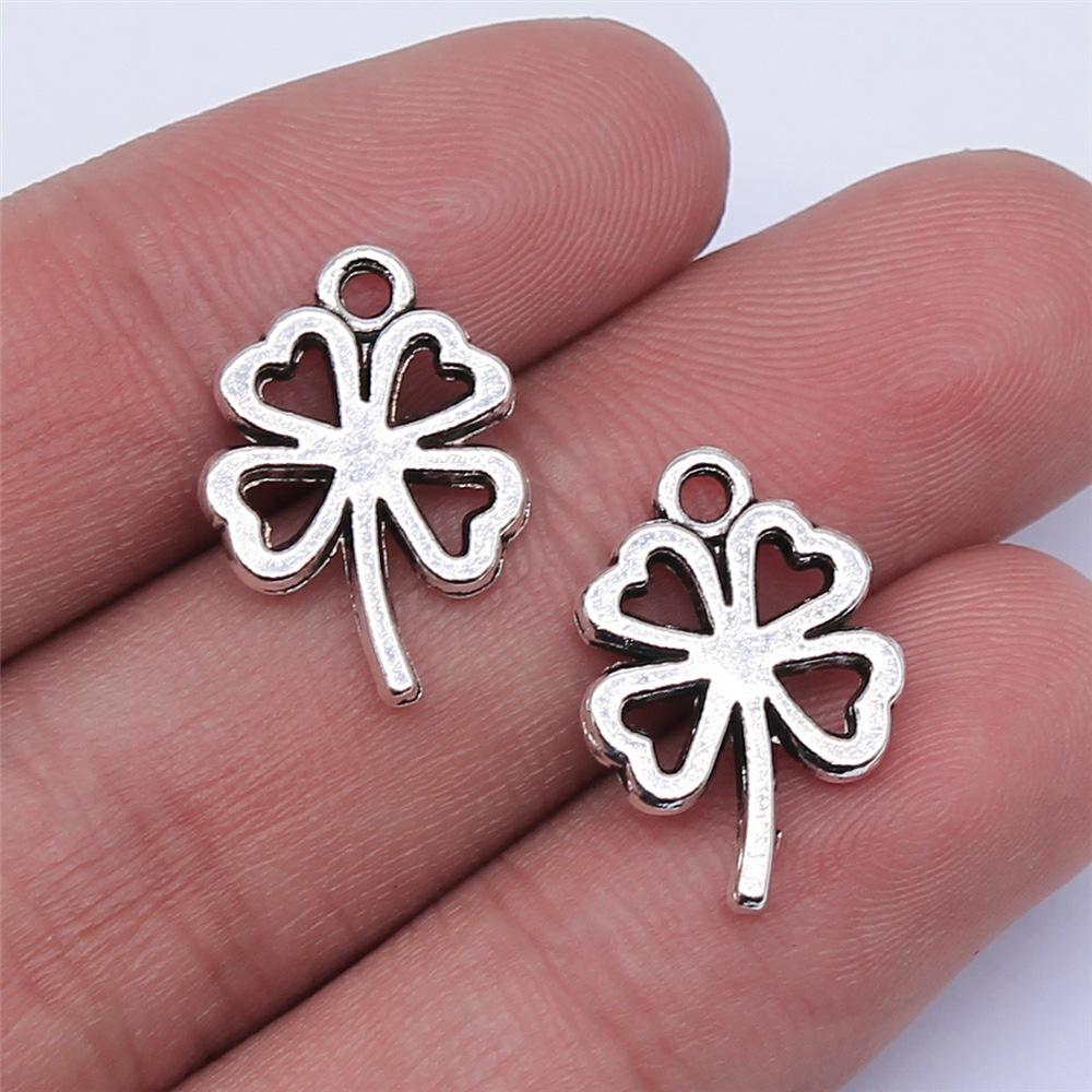20pcs Clover Pendant Charms Antique Silver Color Lucky Clover Charms Jewelry DIY Clover Lucky Charms For Bracelet Making