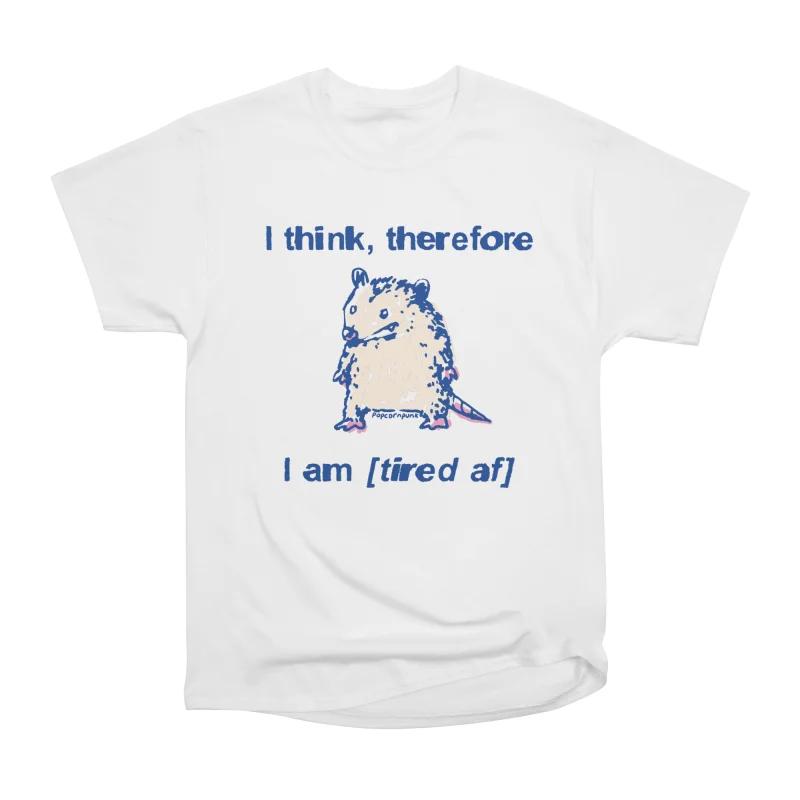 

Men Casual Shirts Short Sleeves I THINK THEREFORE I AM White Tees Oversized T-shirts XXXL білий