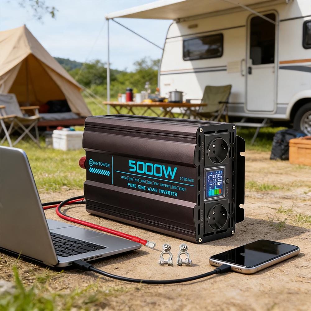 Pure Sine Wave Inverter 12V 220V 220W-5000W DC To AC Europe Socket Power Voltage Converter Car Solar Inverter Charger Adapter