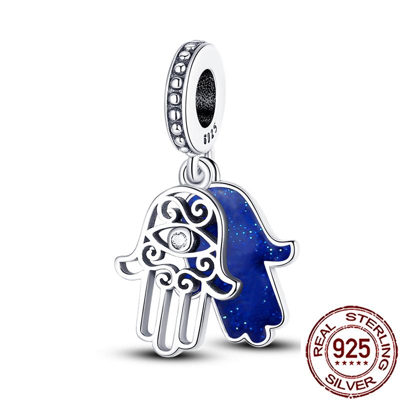 Charms Copper Hamsa Hand All-Seeing Eye Horus Fatima Protection Beads Fit Bracelet Necklace Women Diy Jewelry