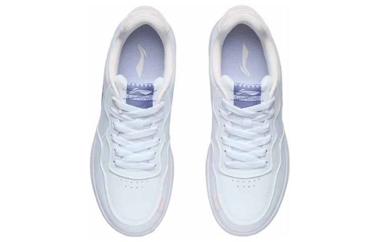 Li Ning Slip Resistant Abrasion Resistant Low Top Skateboard Shoes Women's White Blue AGCR318-3