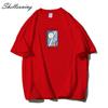 Shellsuning Oversized bavlněná trička s grafikou Muži Léto Měkké Trička s krátkým rukávem Dámská Móda Univerzální pulovry Dámské