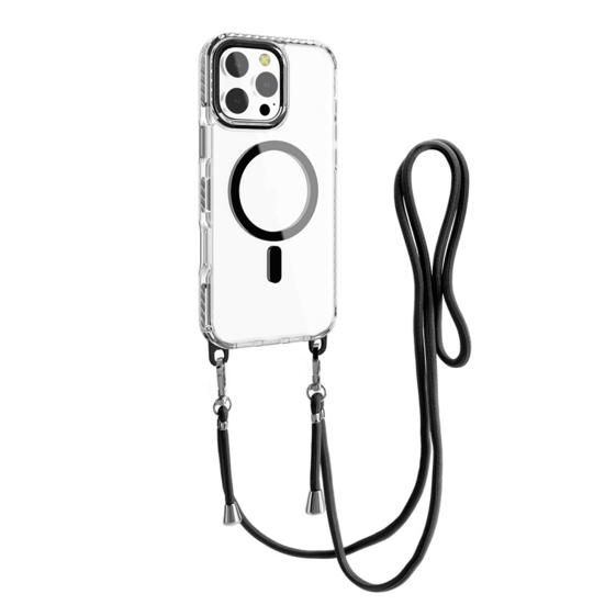 Magnetic Clear Phone Case for IPhone 16 Series Shockproof Crossbody Phone Case with Shoulder Strap Phone Protective Cover Compatible with for MagSafe