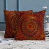 Vikama Red Dreamy Golden Mandala Bohemian Style Pillowcase, Modern Style Bedroom And Living Room Home Decoration