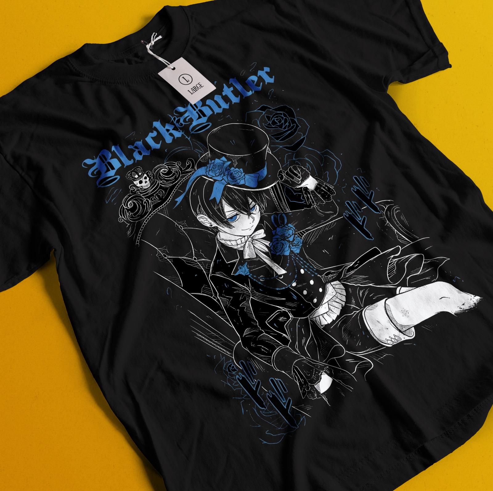 Black Butler T-Shirt Mens Womens Tees Top Sebastian Ciel Phantomhive Shirt Toboso Yana Anime Tshirt L
