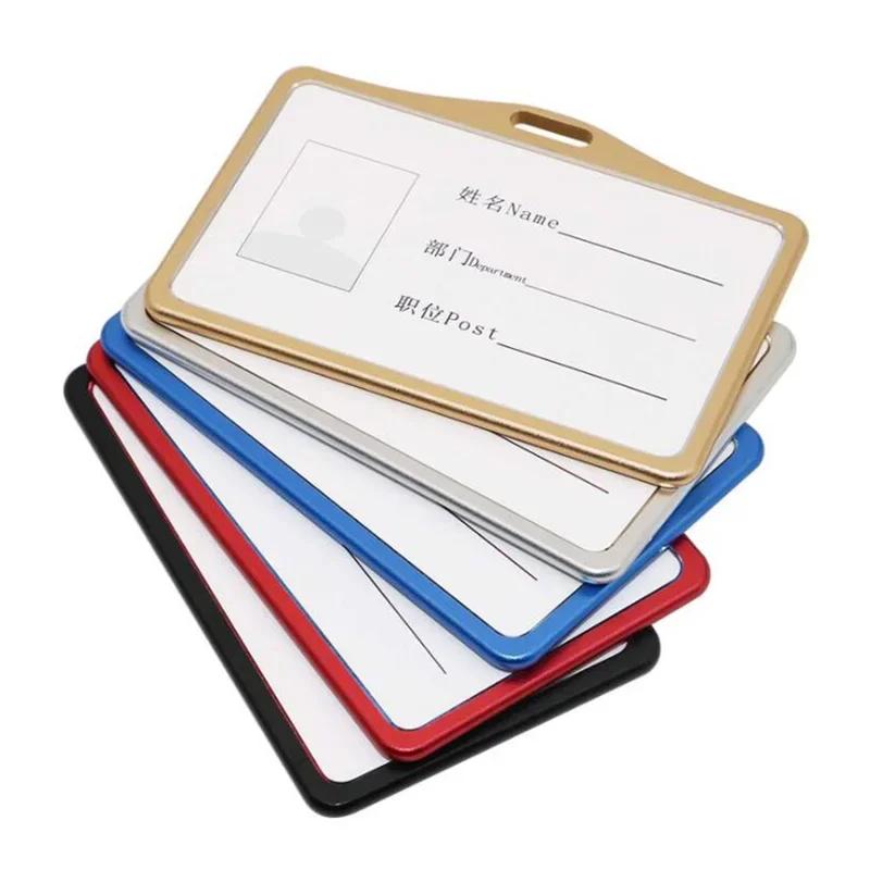 Aluminum Alloy ID Card Cover Case Bank Business Work Card Holder with ABS Retractable Badge Reel Credit Work Card Badge Bag