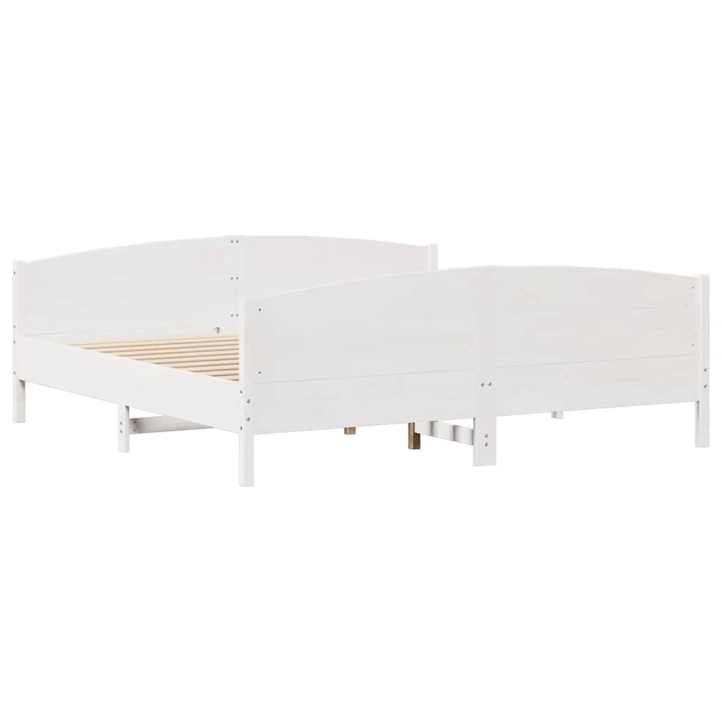 Vidaxl Rama Łóżka Bez Materaca, Biała, 160X200 Cm, Lite Drewno Sosnowe