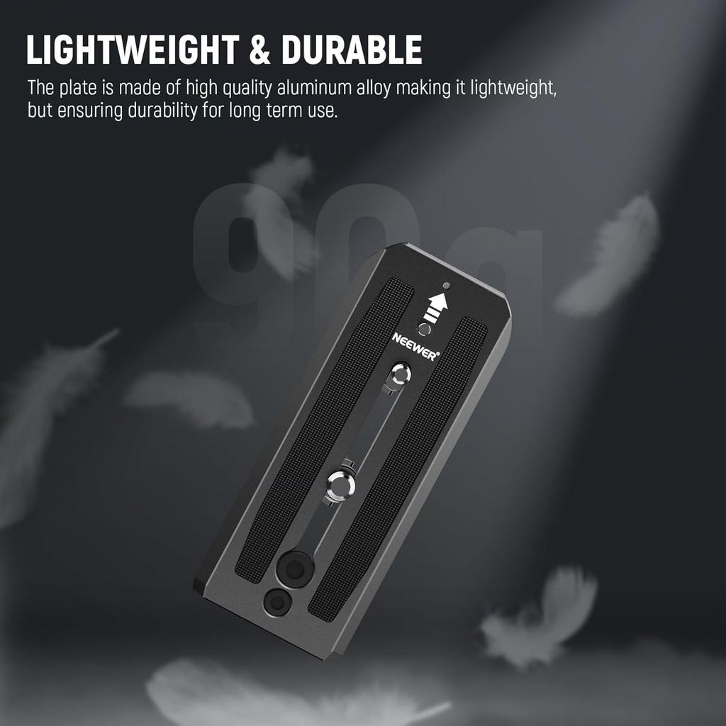 NEEWER 501PL Tripod Fluid Head Quick Release Plate Compatible with Camera Mount Plate with and Retractable Pin for and QR5 Tripod Fluid Heads