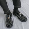 Fashion Designer New Green Black Rivet Loafers For Men Flats Male Walking Height Increasing Shoes Business Dress Moccasins