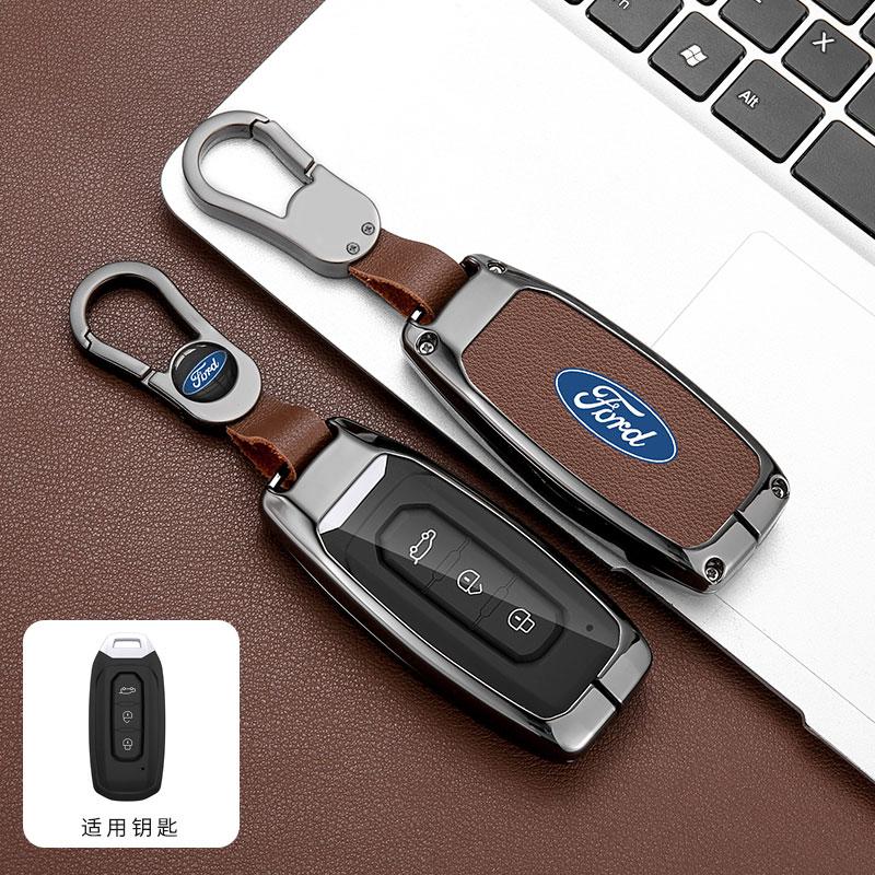 WTBV9 Leather Car Smart Key Case Cover Shell Keyless Protector Holder Fob For Ford Territory EV Keychain Keyless Remote Accessories