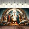 Christmas Nativity Scene Jesus Birth Backdrop Xmas Decoration Background Winter Backdrop Decorations For Photo Studio Photo Booth Christams Party