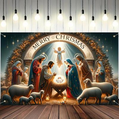 Weihnachts-Krippenszene Jesus Geburt Hintergrund Weihnachtsdekoration Hintergrund Winterkulisse Dekorationen für Fotostudio Fotoautomat Weihnachtsfeier