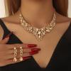 European & American Women's Rhinestone Alloy Necklace Set for Weddings & Banquets