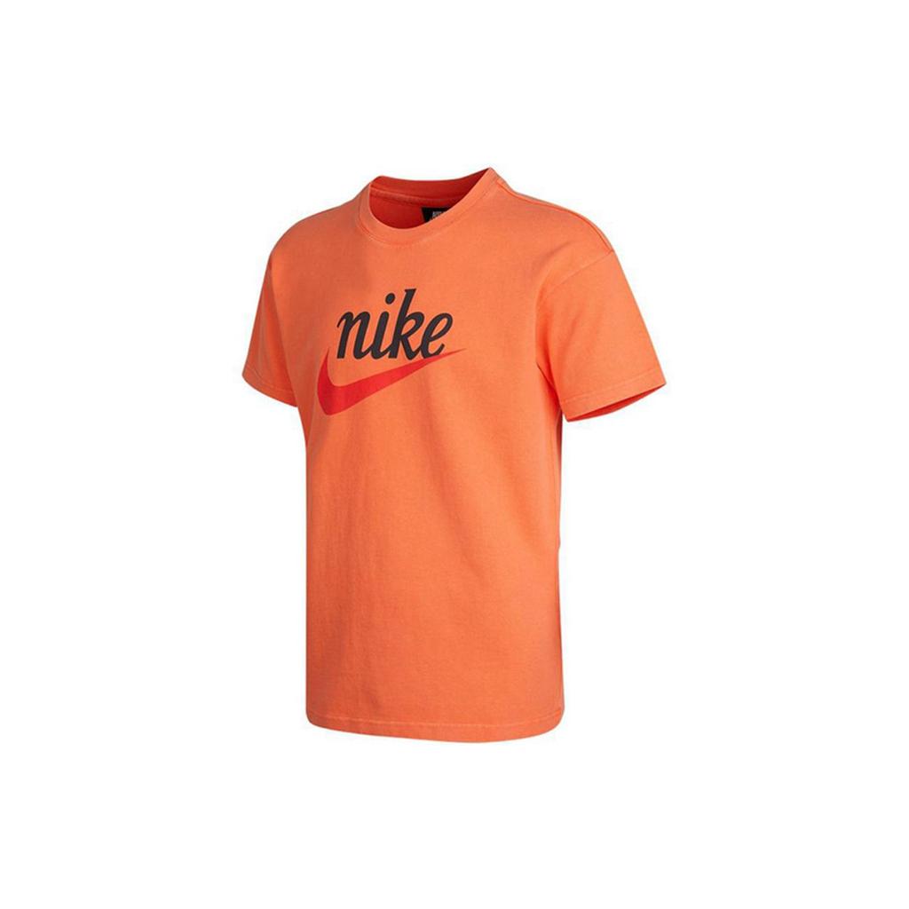 Nike Sportswear Heritage Essentials Logo Print Knit Shorts Sleeve T-Shirt Men Tops Orange DA0034-842