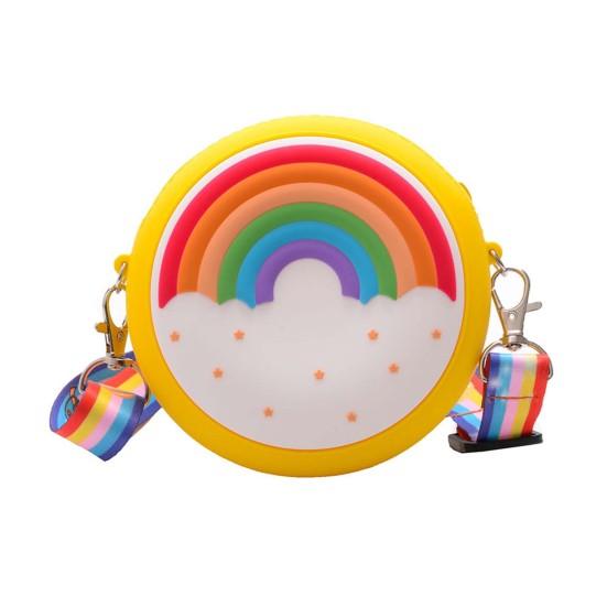 Borsa a tracolla per bambini e ragazze, a forma di cuore, con tracolla arcobaleno, piccola principessa, borsa a tracolla laser, Argento, 13x11x5cm/5.12x4.33x1.97inch(WxHxT), Borse a tracolla