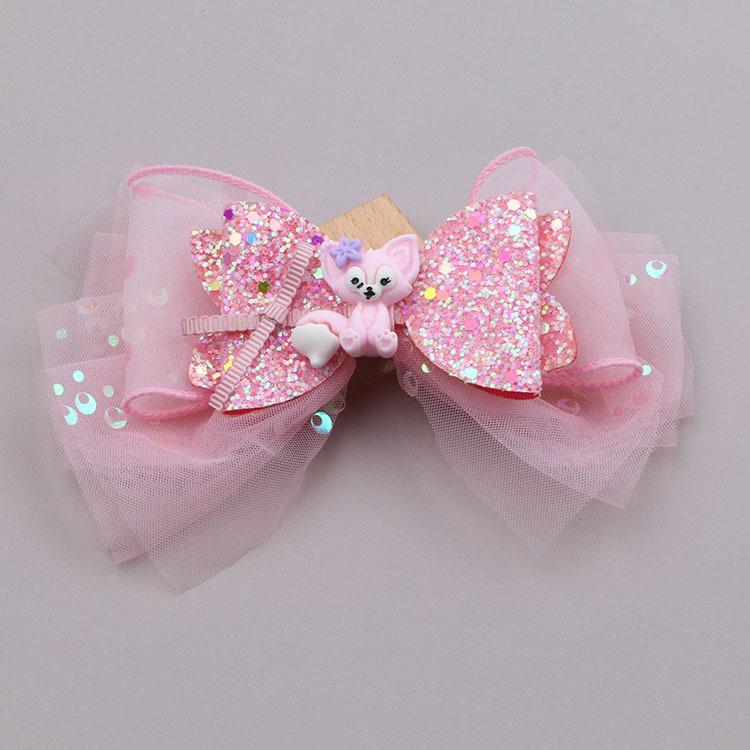 

Корейская заколка для волос с бантом принцессы и ниспадающей синей лентой