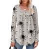 Dame Langermet Tunika Løse Topper Casual Oversized Topper Plissert Tunika Knapper Ned Casual Dame Print Topper
