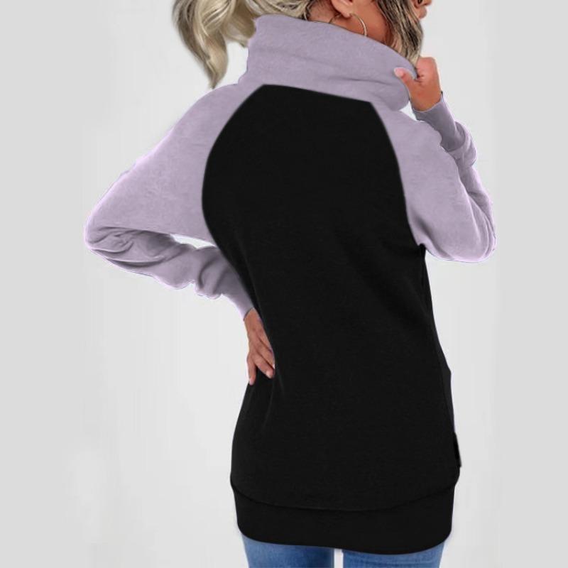 Women S Color Block Zip Up Hooded Sweatshirt Thick Fleece Plus Size Autumn Winter