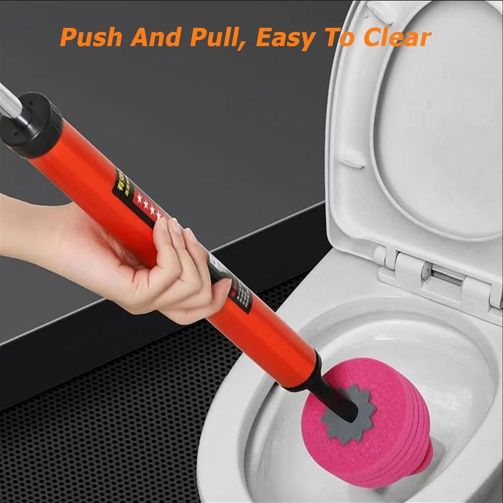 Toilet Plunger Powerful Pneumatic Drain for Clogged Toilets, Instant Unclogger for Paper & Waste, Safe for P