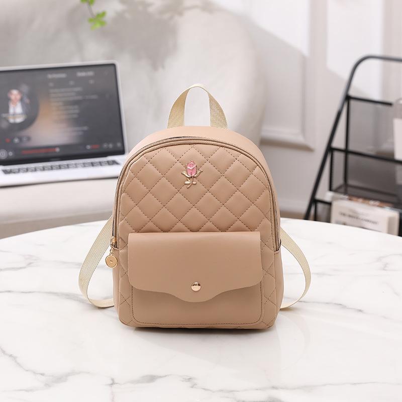 Small School Bag Korean Fashion Women's Bag Casual Diamond Small Backpack Portable Shoulder Bag Rose Decorative Backpack