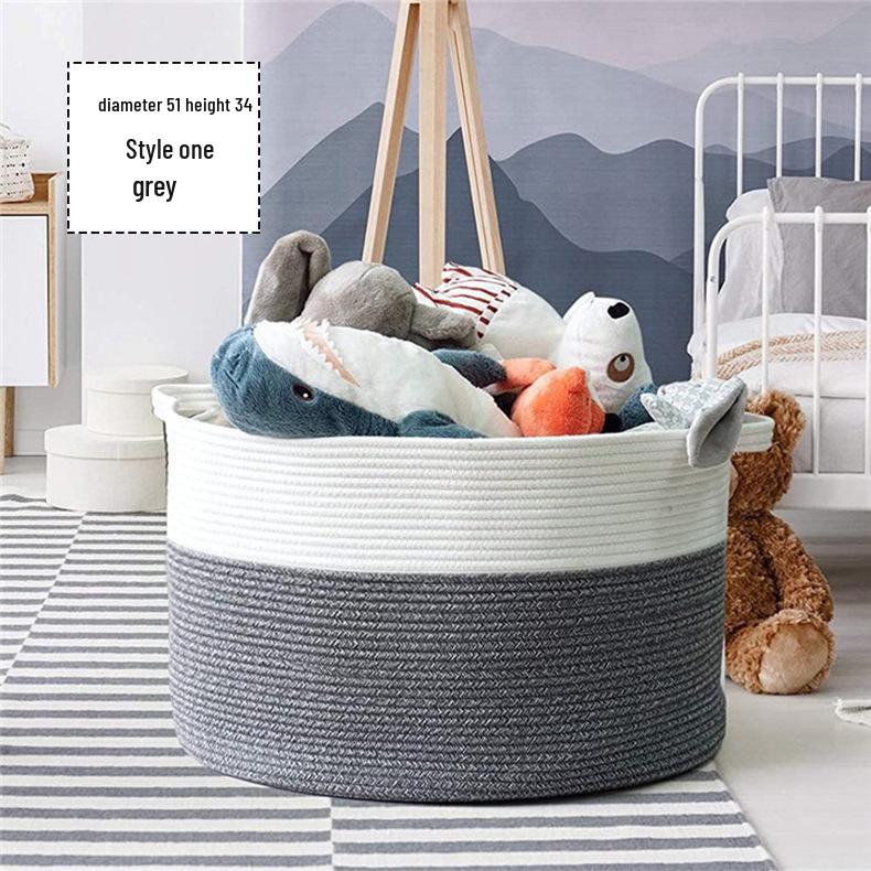 Cotton Rope Woven Laundry Hamper & Storage Basket, Large Capacity, Foldable for Clothes, Toys, and Sundries.