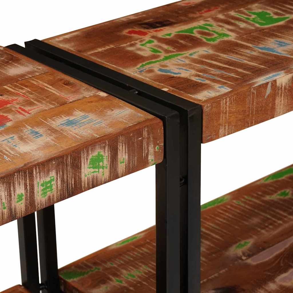 Console Table with Shelf Multicolored Solid Upcycled Wood
