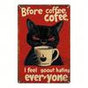Vintage Schwarze Katze Metallblechschild 8x12 Zoll Retro Wanddekor, Wasserdichte Rostfreie Flache Kunstplakette