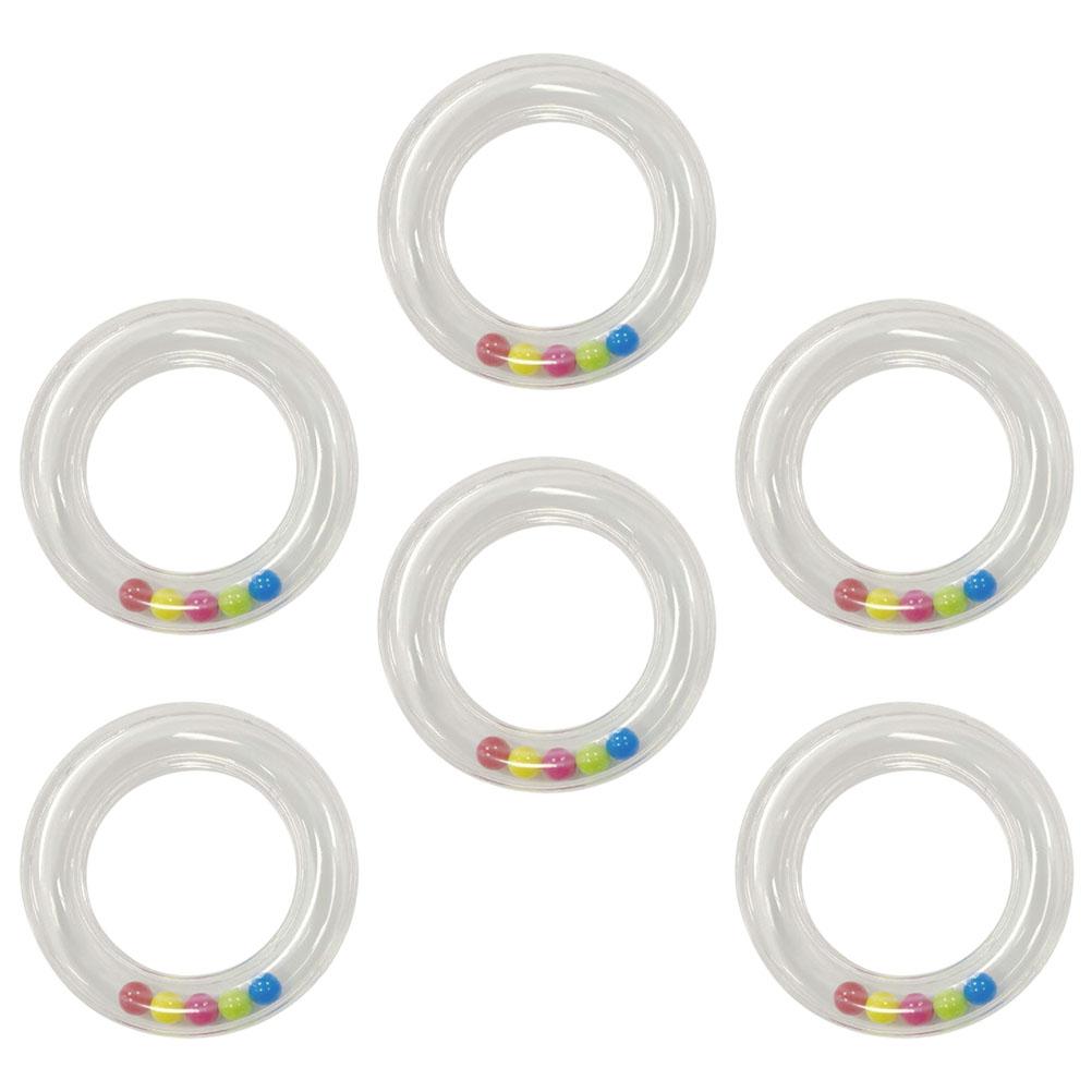 6 Pcs Baby Toys Newborn Transparent Circle Portable Infant Shaking Ring Plaything Hand Bells Care Plastic Clear 8x8x1.6cm