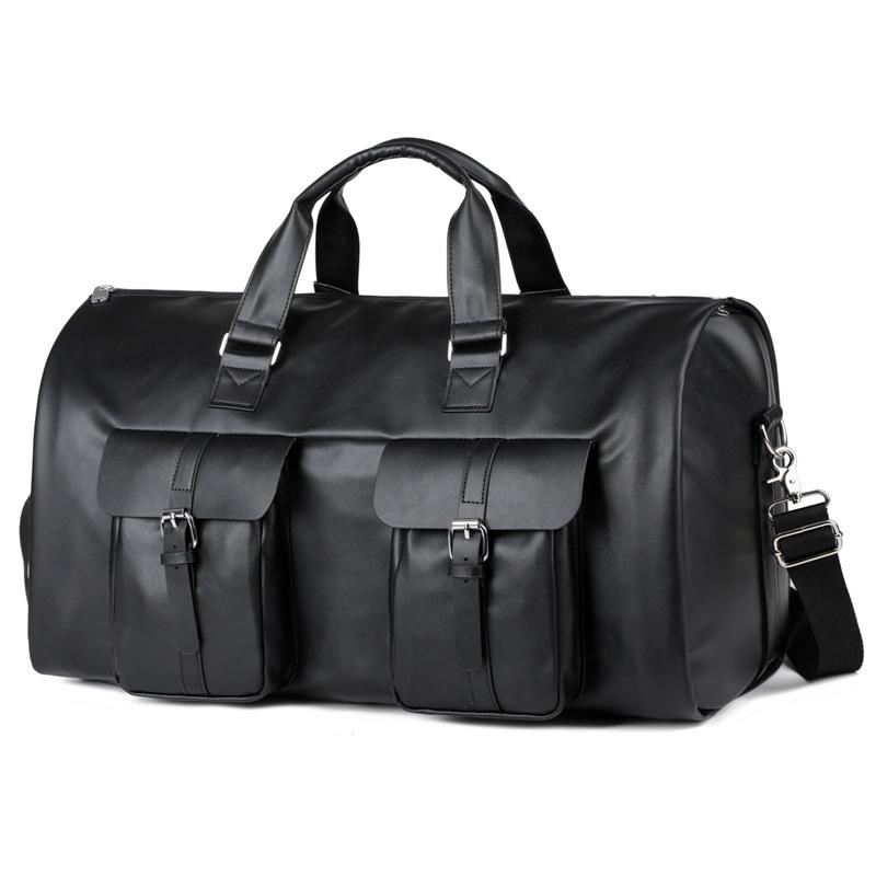 

Fashion New PU Waterproof Travelling Bags Outdoor Short Distance Business Trips Duffel Bag Unisex Large Capacity Suit Storage Crossbody Bags чёрный
