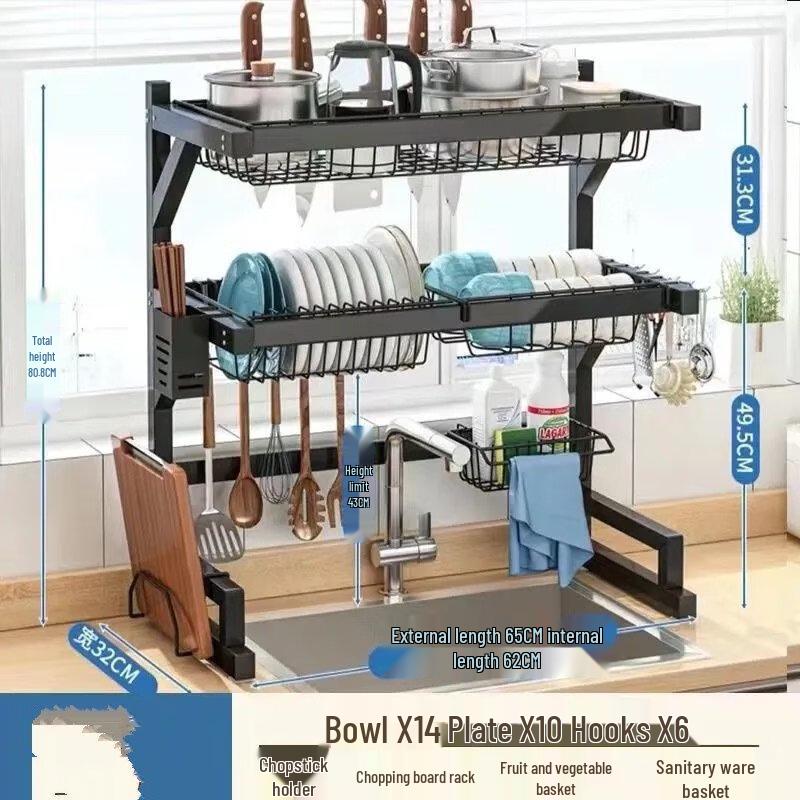 ZISIZ Double-Layer Kitchen Sink Dish Drying