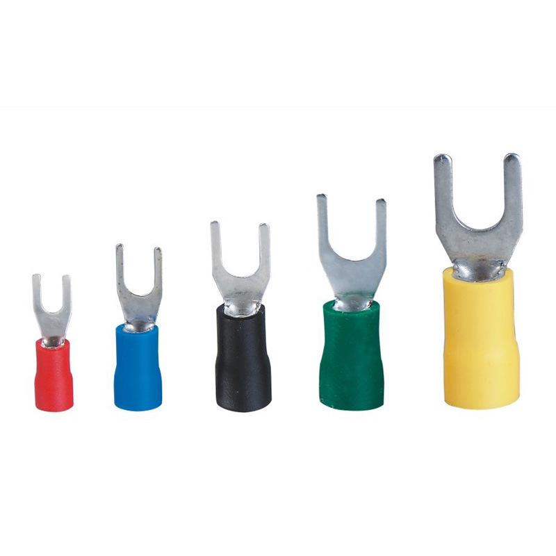SV1.25-3.2 U-Shape Y-Fork Pre-Insulated Terminal, European Style, 0.5mm Cold-Press Brass Lug