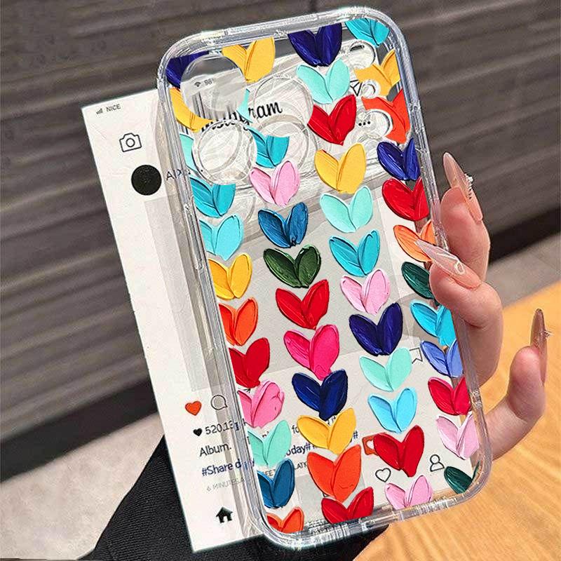 Case for Xiaomi Redmi Note 15 14 13 Pro 5G 12 14 4G 11 12 13 14 15 Pro Plus 5G 12S Cover Clear Colorful Wave Point Love Heart