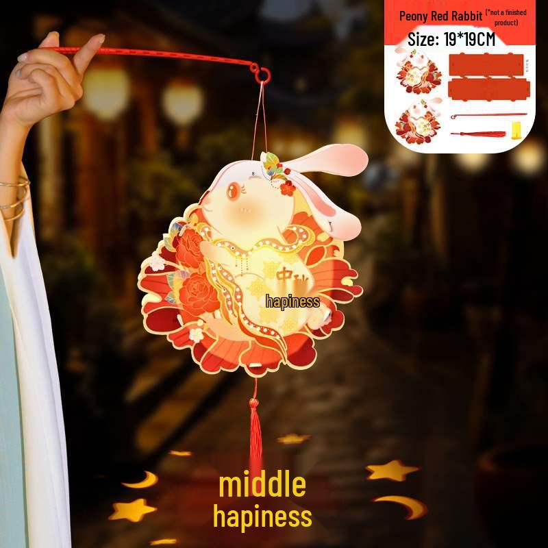 Handmade DIY Children's Palace Lantern - Luminous Rabbit Flower Design for 2025 Mid-Autumn Festival