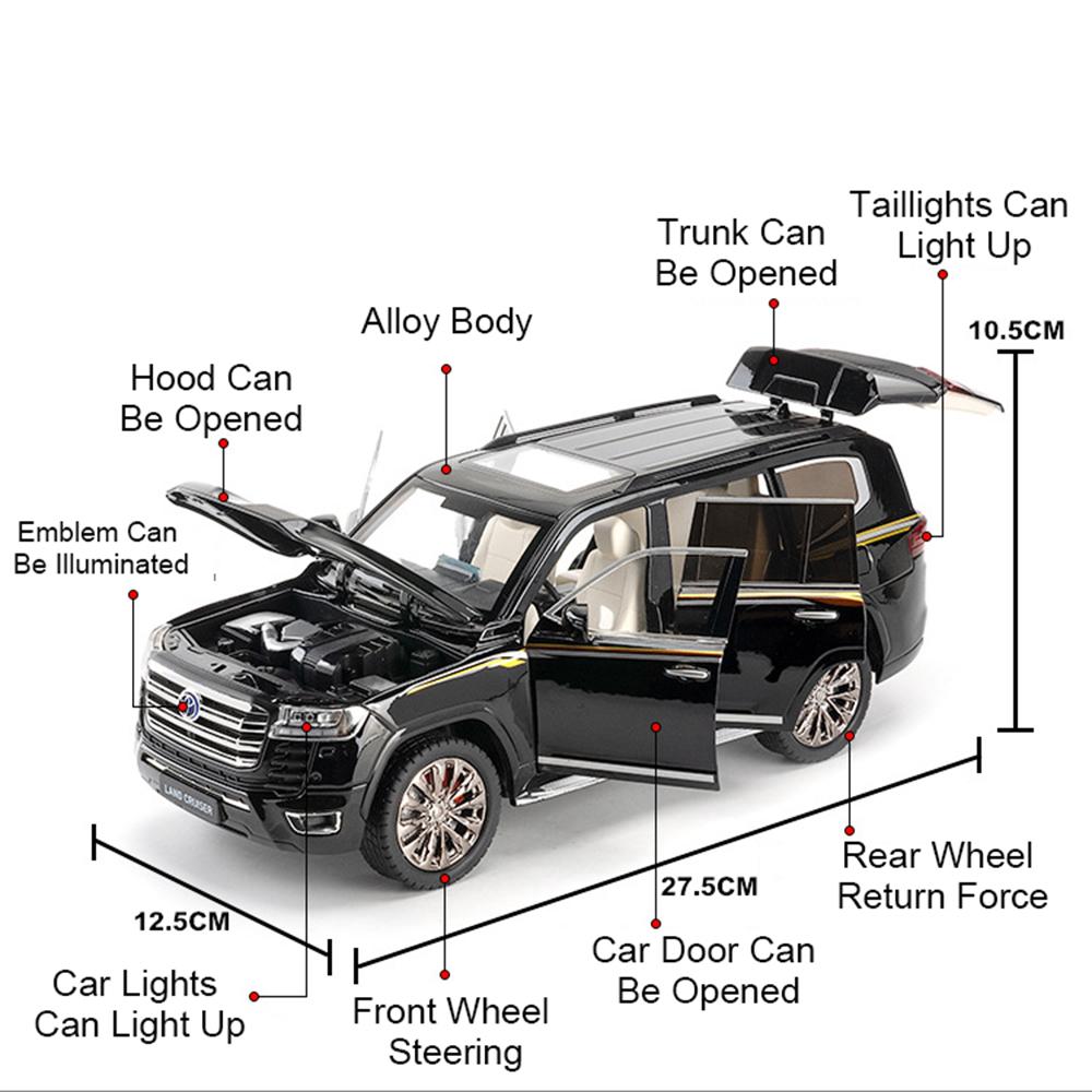 Large 1:18 Land Rover Range Rover LC300 Car Model Toy Music Light Shock Absorption SUV Metal Diecast Models Christmas Present