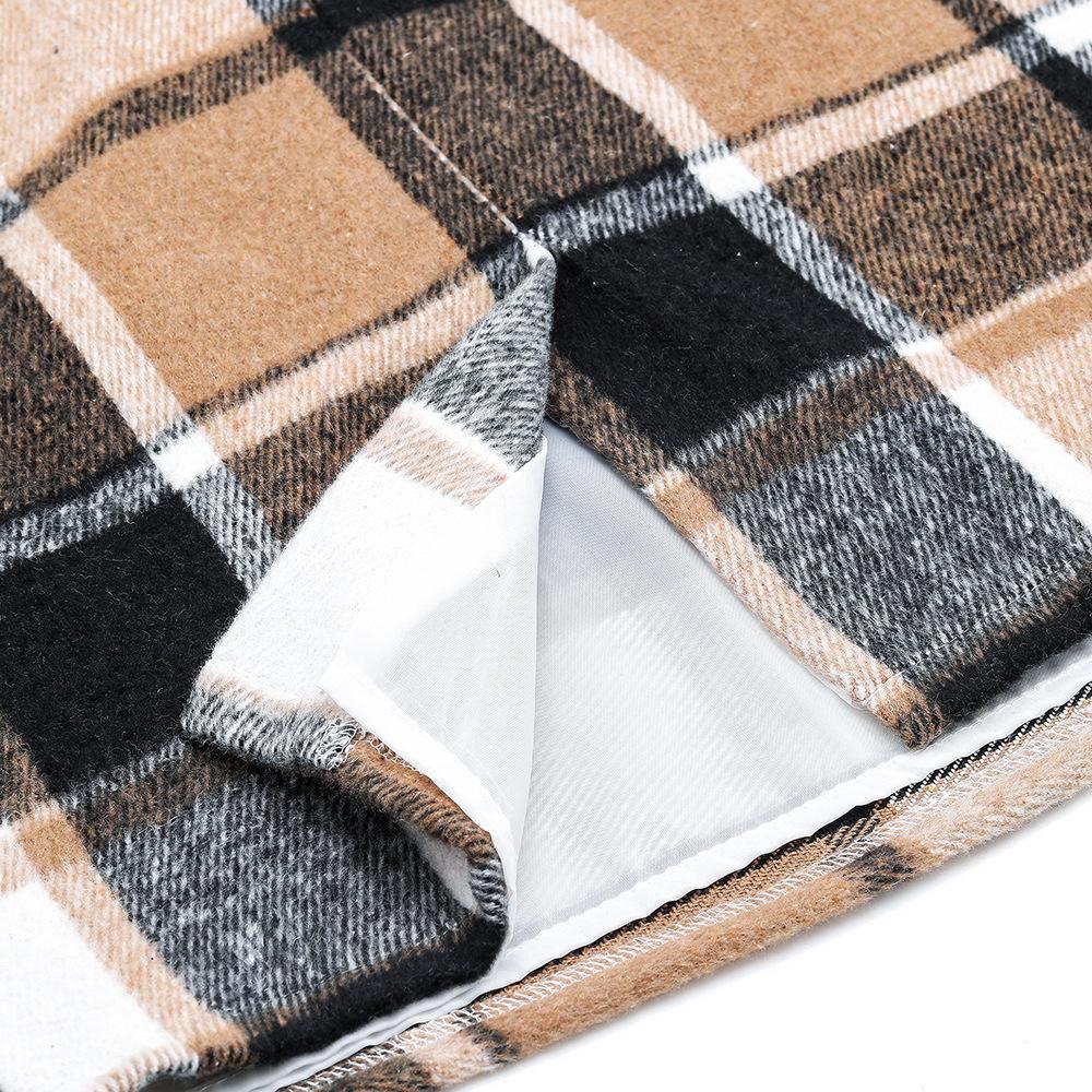 High-Waisted Women's Plaid Pencil Skirt - Knee-Length Wool Skirt for Autumn and Winter