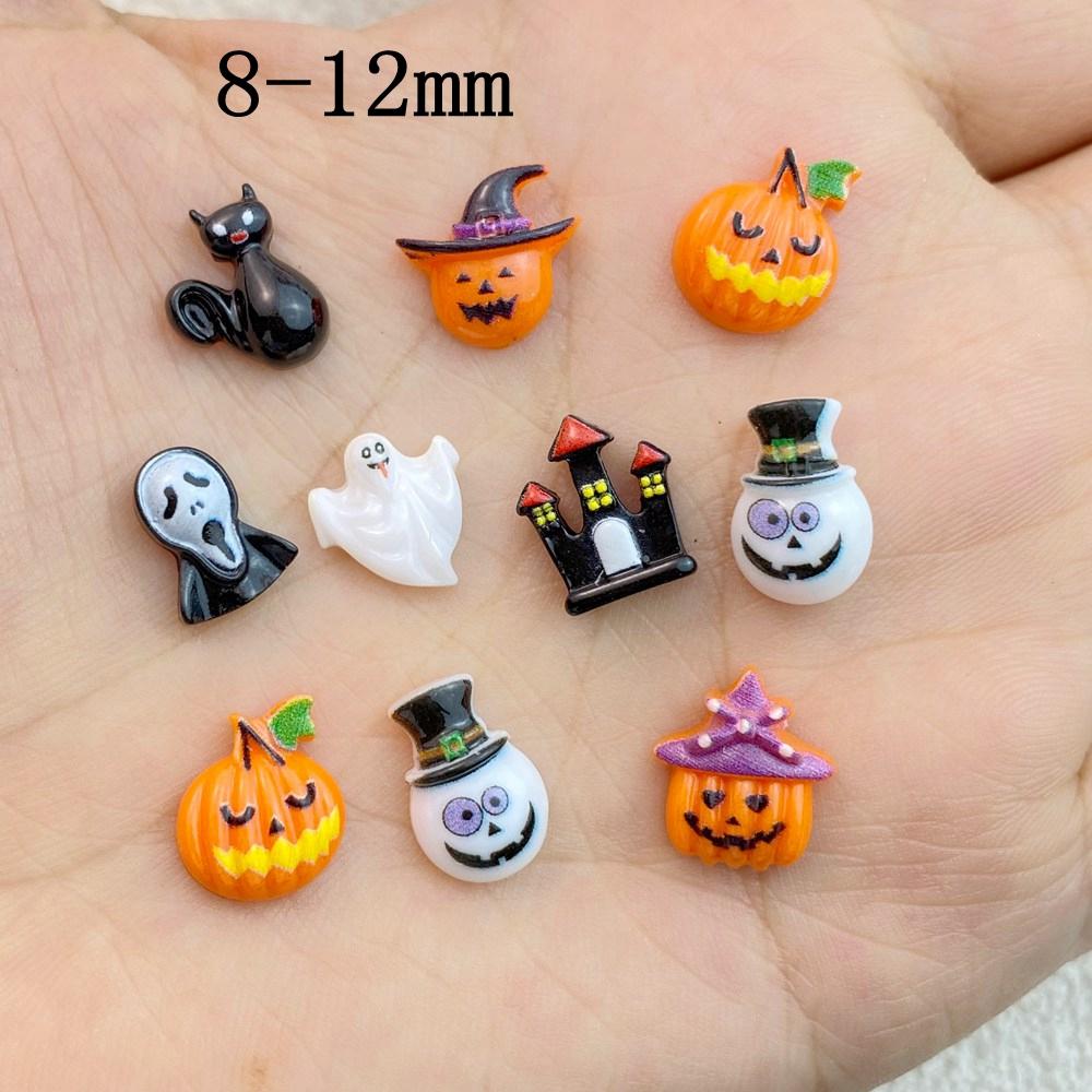 30Pcs New Cute Resin Cartoon Halloween, Christmas Collection Flat Back Manicure Parts Embellishments For Hair Bows