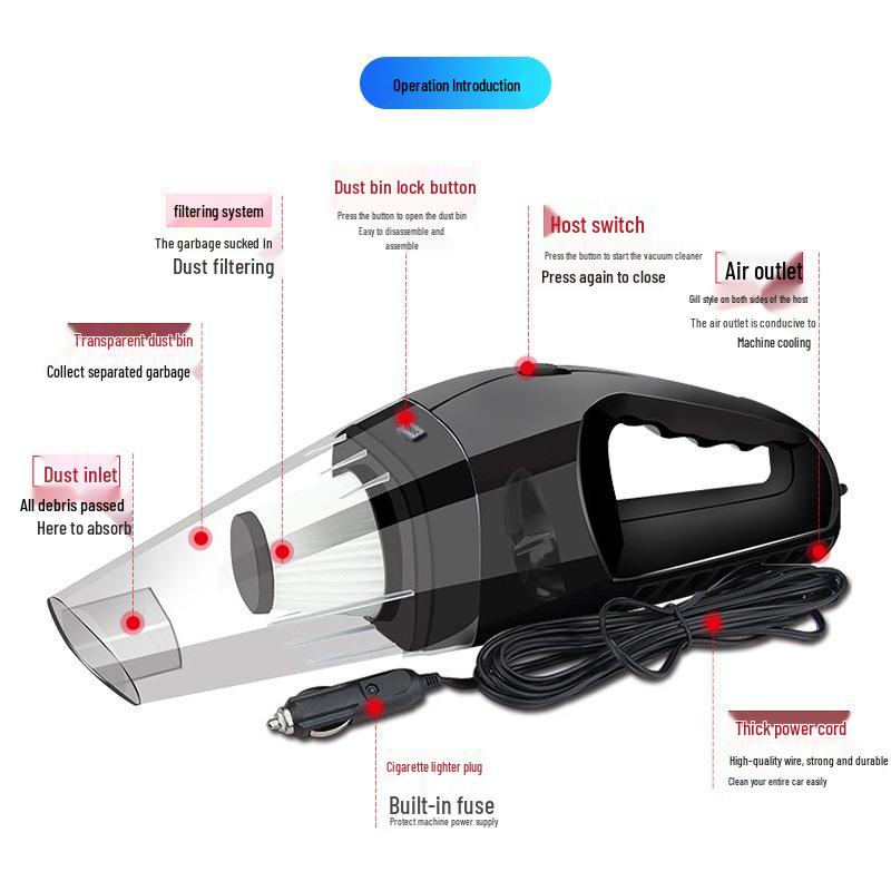 Haipa High-Power Car Vacuum Cleaner: Wet/Dry Use, Strong Suction for Car & Home