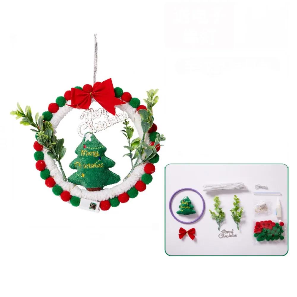 Creative DIY Christmas Wreath with LED Light Handmade Christmas Garland Hanging Pendant Party Decor Artificial Wreath