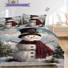 Snowman Pattern Bedding Quilt Set Quilt Cover Pillowcase Home Decoration Birthday Gift (1 * Duvet Cover + 2 * Pillowcase, Without Core)