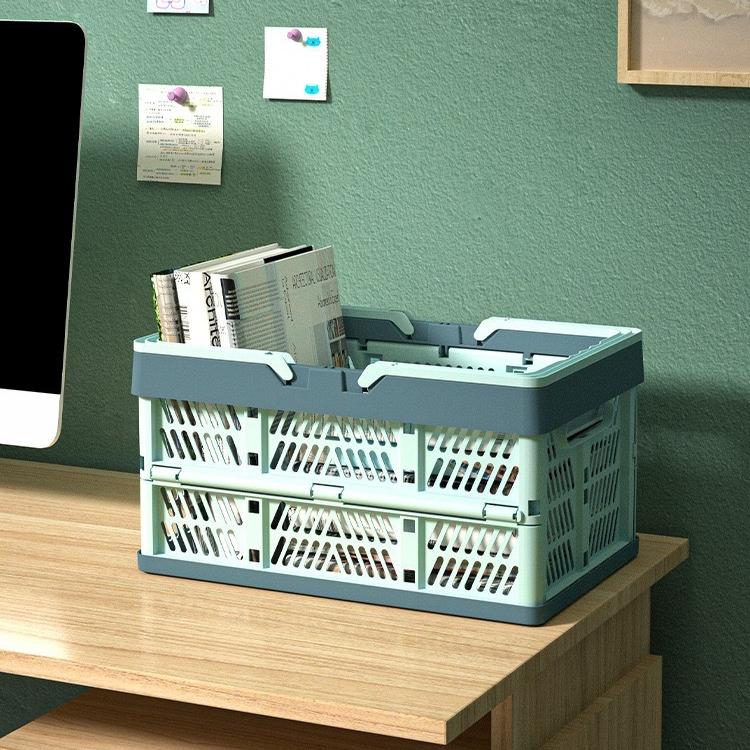 2026 Foldable Handheld Shopping Basket, Portable Plastic Household Fruit Vegetable Basket Storage Crate