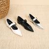 2008-8 Niche Fashion Flat Mary Jane Shoes Single Shoes New Xiaoxiangfeng One-word Buckle Pointed Bottom Heel Single Shoes