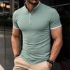 2026 New Men's Casual and Fashionable Solid Color Short Sleeved Stand Up Collar T-shirt Summer Versatile and Comfortable Top