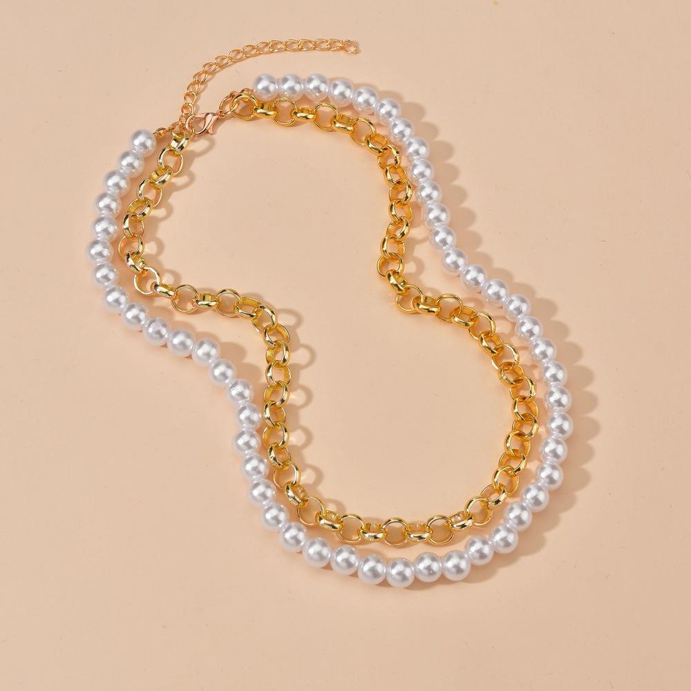 Simple imitation pearl necklace women's accessories retro multi-layer necklace