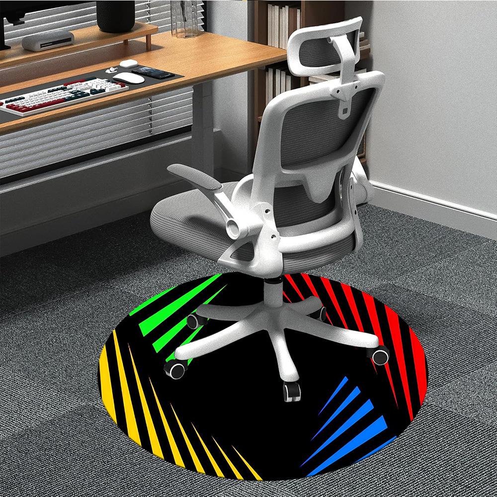 

1pc Colorful Stripes Carpet, Round Non Slip Durable Large Size Office Carpet, Suitable for Office 80cm
