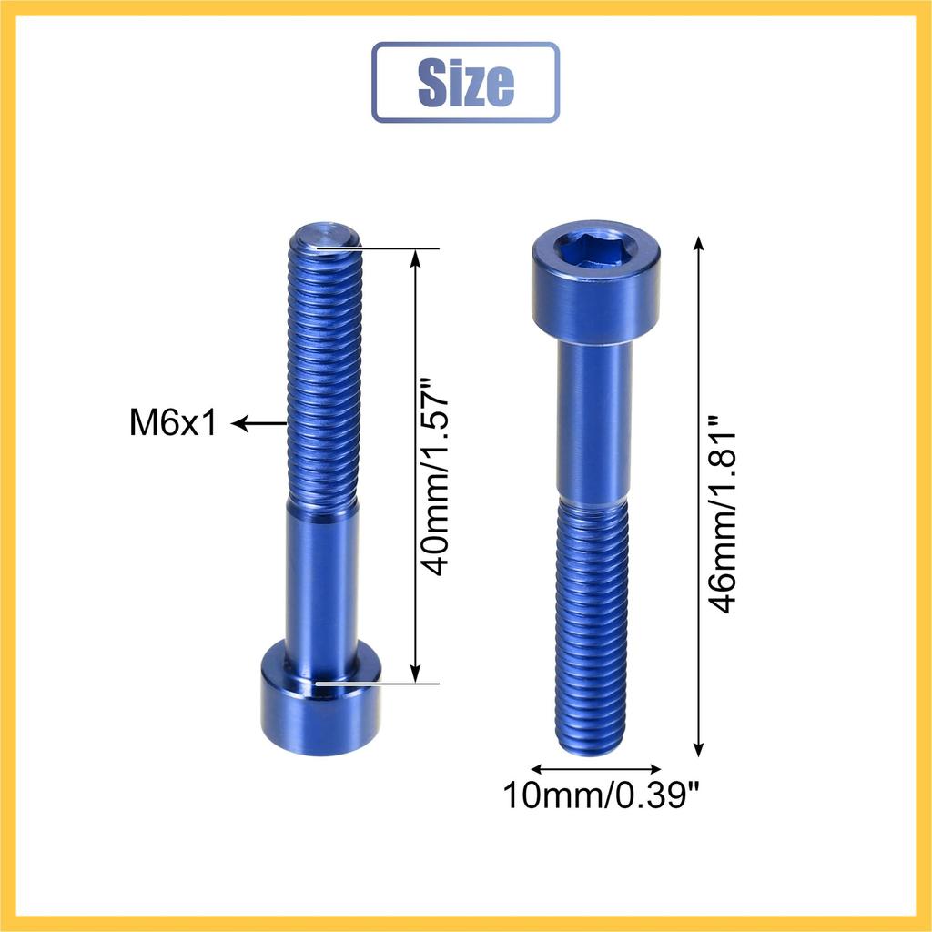 BULLSPANN Blue Universal M6x40 Bicycle Bolt Bike Headset Stem Bolt Bike Accessories Bicycle Replacement