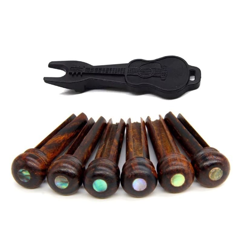6Pcs Wood Acoustic Guitar Bridge Pegs Folk Guitar Bridge Pin Pegs Guitar String Pin Replacement Guitar Part Accessories 1