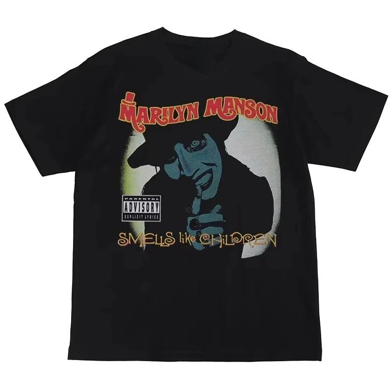 Gothic Rock Marilyn Manson Fan T-Shirts Vintage Death Hype T-Shirts Herren Damen Oversize Y2k 90er Reine Baumwolle Streetwear Kleidung Oberteile